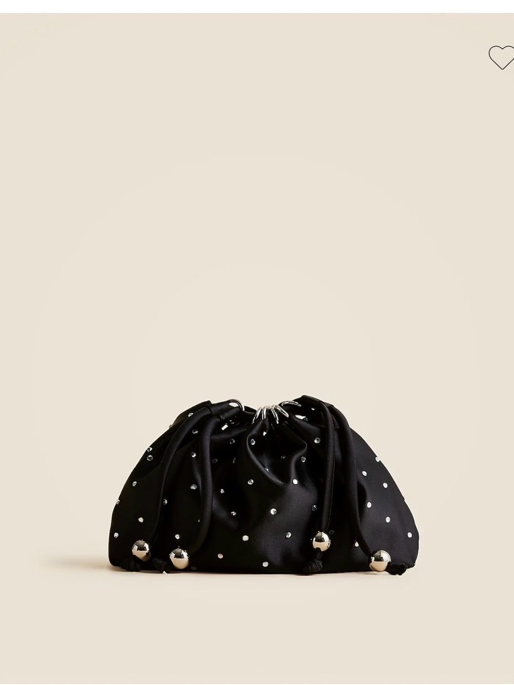 J. Crew Black Beaded Drawstring Crossbody with Silver Chain
